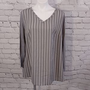 Lane Bryant gray stripe long sleeve top **nwt